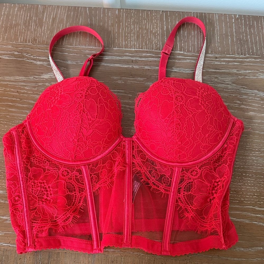 Elegant Red Lace Lingerie- Victoria’s Secret